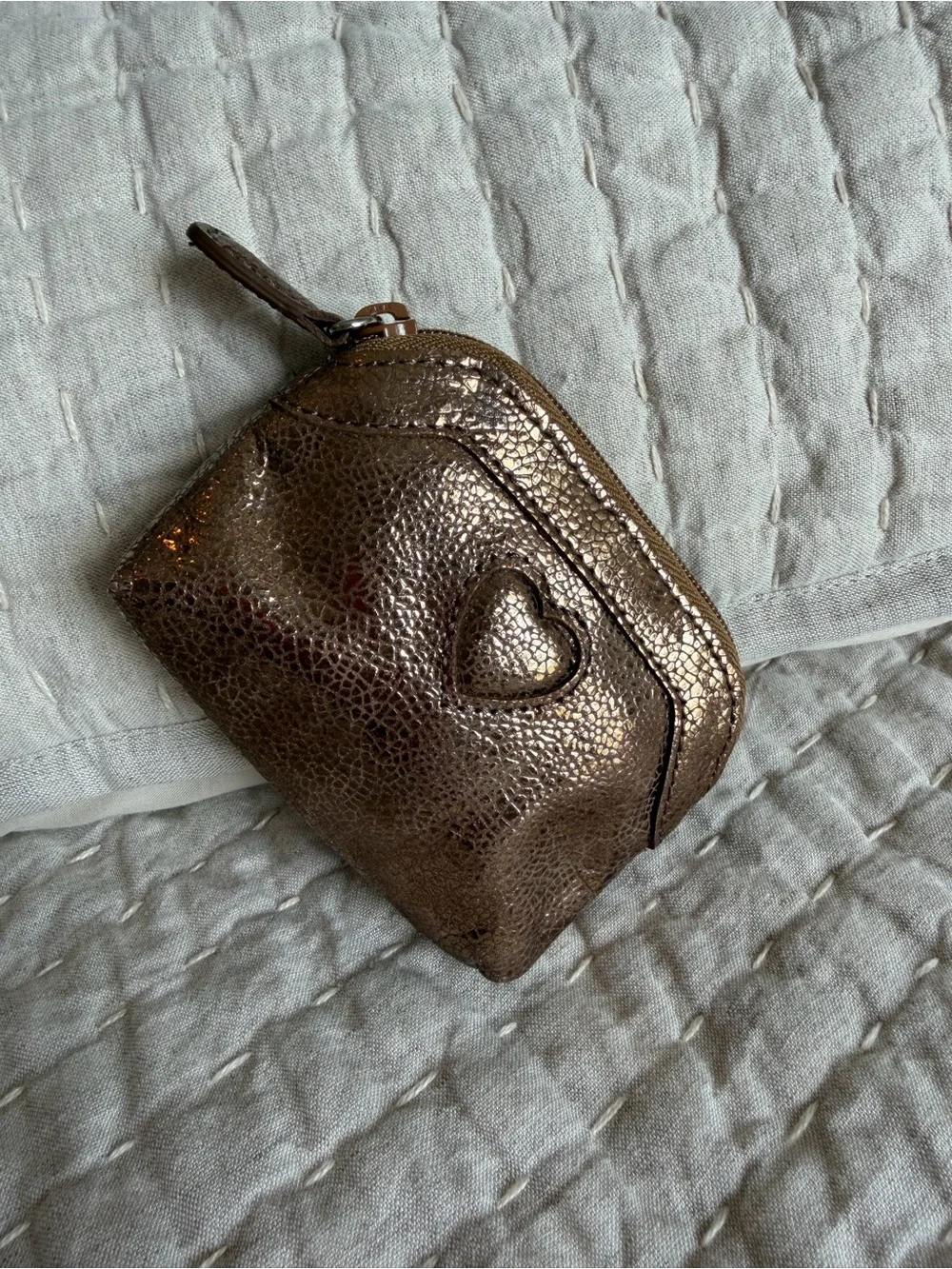 Brighton Metallic NWOT Bronze Heart Accent Coin Pouch 4.5x3.25